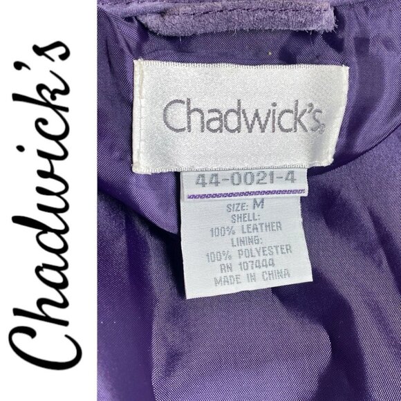 CHADWICK’S Vintage Purple 100% Suede Leather Button Front Shacket, Size Medium - Picture 5 of 8